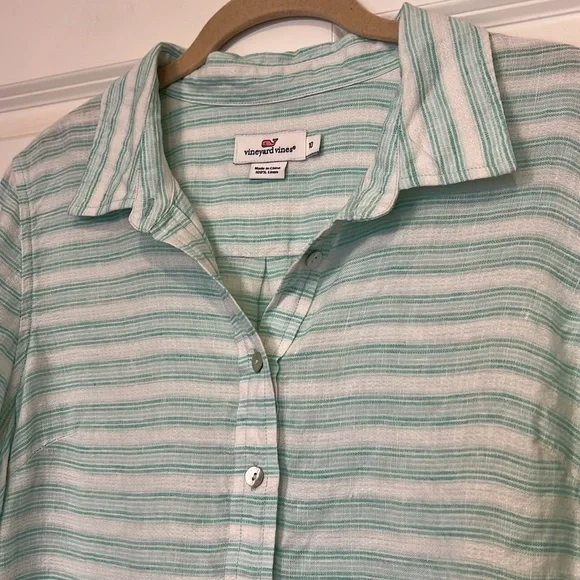 Vineyard Vines Striped Linen Pullover Blouse - Picture 2 of 3